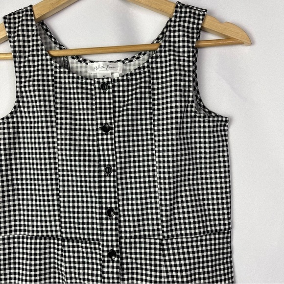 Tilly's White Fawn Black & White Square Plaid Button Front Mini Dress M - Picture 3 of 4